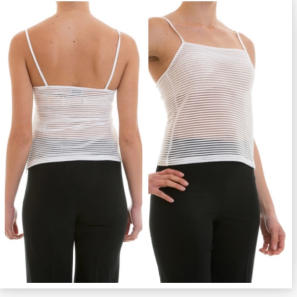 Armani Collezioni Sheer Blue White Striped Tank - Picture 5 of 8
